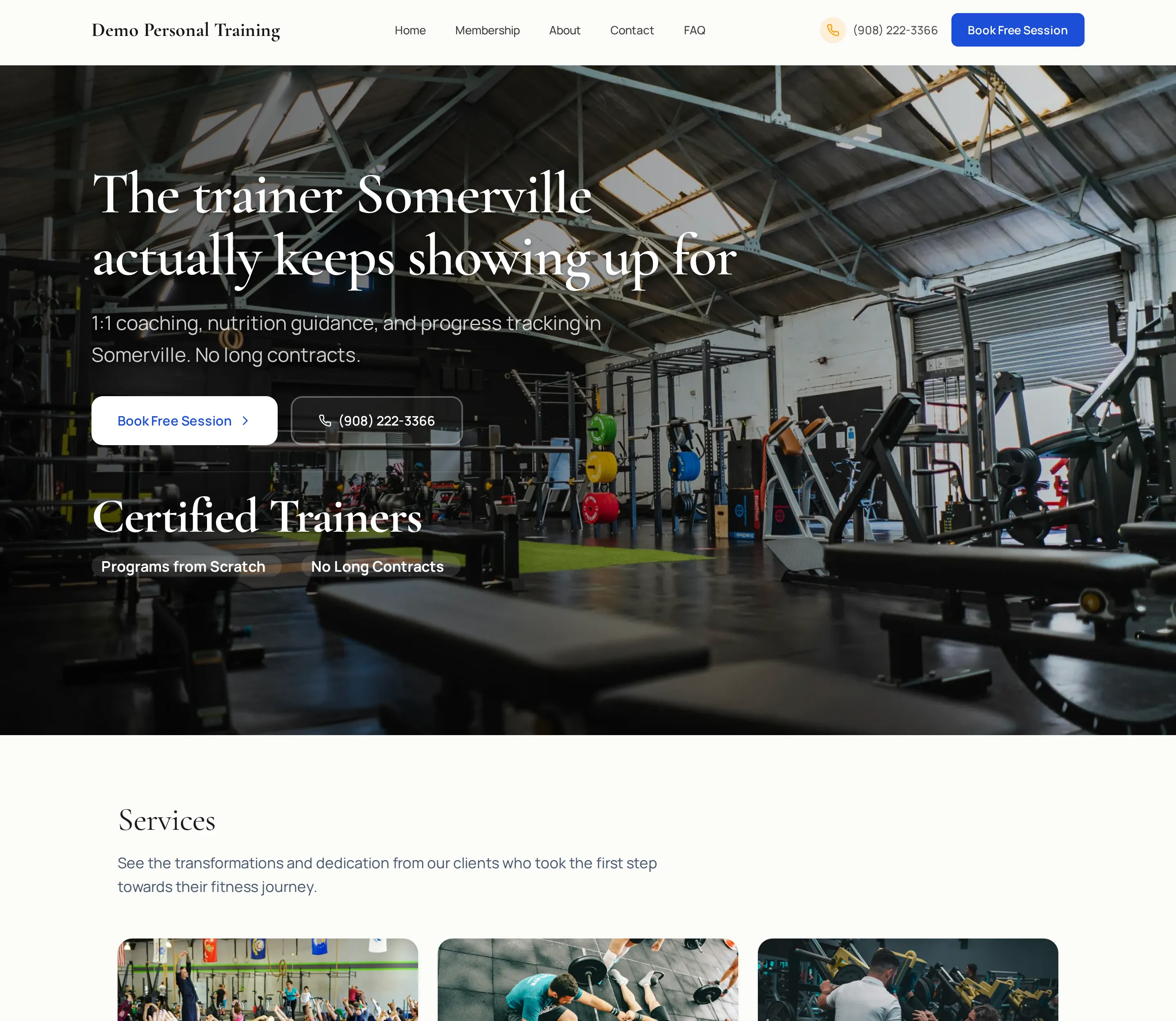 Demo Personal Training, a live personal training site built by Fasite