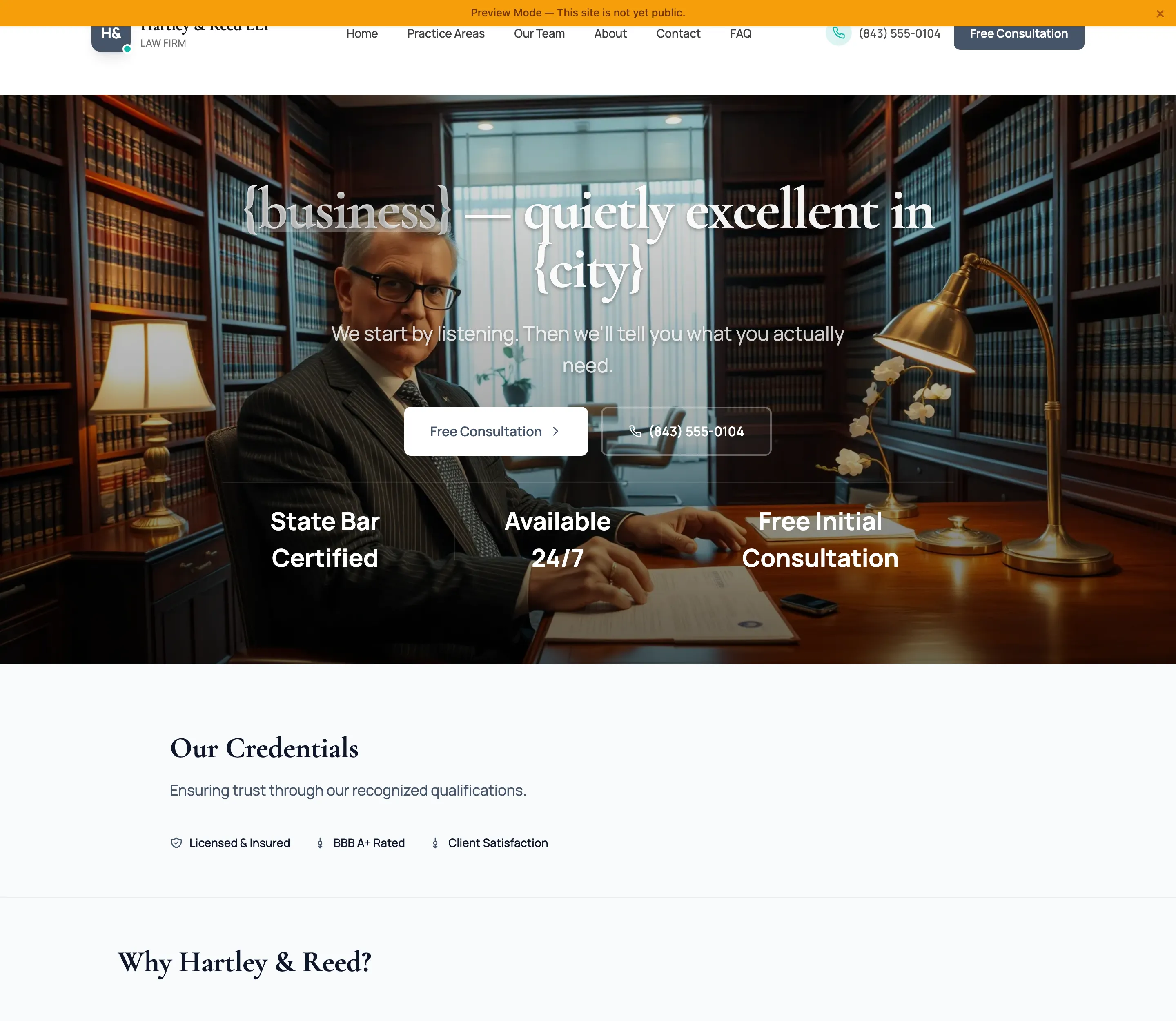 Hartley & Reed LLP, a law site generated by Fasite